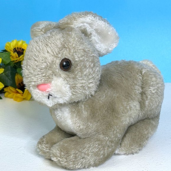 Vintage Gray Bunny Rabbit 8" Plush Stuffed Animal Toy - Picture 1 of 4
